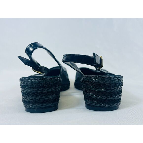 David Tate Portos Black Slingback Wedges Mesh 8M - Picture 4 of 9